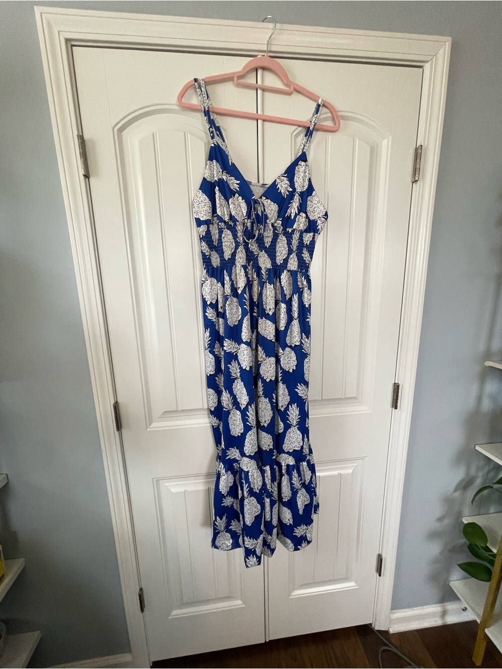 Blue and White Floral Maxi Dress Sz Large